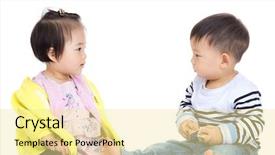  Presentation with asia - Beautiful slide deck featuring two asia baby looking each backdrop and a blonde colored foreground