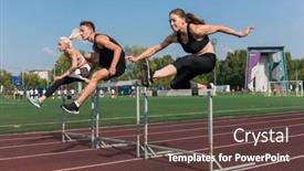  Presentation with athlete - Slide deck featuring two-athlete-woman-and-man background and a  colored foreground