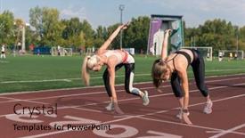  Presentation with athlete track or running track - Slide deck having two-athlete-young-woman-runnner background and a  colored foreground