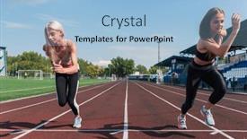  Presentation with athlete - Slide set consisting of two-athlete-young-woman-runnner background and a light blue colored foreground