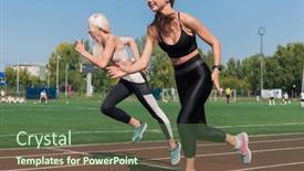  Presentation with athlete - Slides enhanced with two-athlete-young-woman-runnner background and a ocean colored foreground