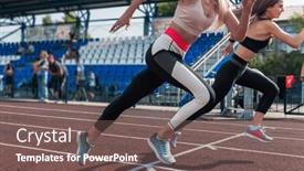  Presentation with athlete - Theme enhanced with two-athlete-young-woman-runnner background and a violet colored foreground