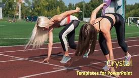 Presentation with athlete - Slide deck having two-athlete-young-woman-runnner background and a tawny brown colored foreground