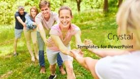  Presentation with team hands - Slides featuring two-athletic-teams-hold-hands background and a yellow colored foreground
