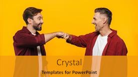  Presentation with cheerful - Amazing presentation theme having two-attractive-cheerful-excited-young backdrop and a gold colored foreground