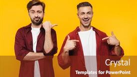  Presentation with cheerful - Beautiful slide deck featuring two-attractive-cheerful-excited-young backdrop and a tawny brown colored foreground