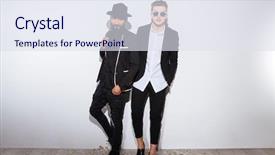  Presentation with black men - Colorful PPT theme enhanced with two attractive confident young men backdrop and a  colored foreground