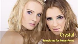  Presentation with share friends - Audience pleasing presentation theme consisting of two attractive girl friends - blond backdrop and a  colored foreground