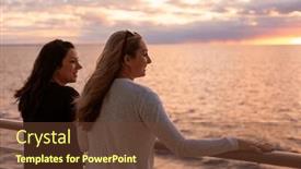  Presentation with cruise ship - Slide deck with two-attractive-middle-aged-women background and a tawny brown colored foreground