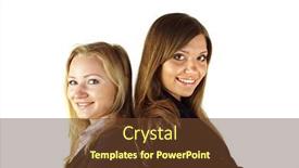  Presentation with employee - PPT theme with two-attractive-young-employee background and a tawny brown colored foreground