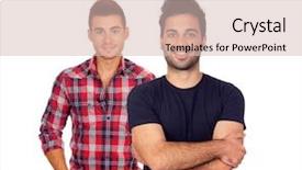  Presentation with two men climbing - Presentation design featuring two attractive young men isolated background and a  colored foreground