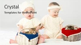  Presentation with babies - Beautiful theme featuring vintage red brick wall simple backdrop and a coral colored foreground