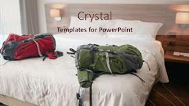  Presentation with backpack - Theme featuring two-backpack-travellers-arriving background and a  colored foreground