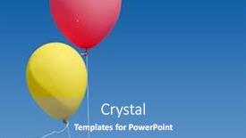  Presentation with blue balloons - PPT theme consisting of two balloons on blue sky background background and a teal colored foreground