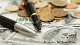  Presentation with dollar - Cool new theme with two ballpens over the hundred backdrop and a  colored foreground