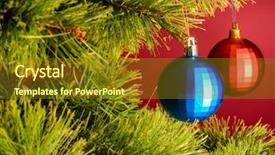  Presentation with christmas tree - Beautiful presentation theme featuring two balls on christmas tree backdrop and a tawny brown colored foreground