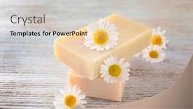  Presentation with chamomile - Cool new presentation with two bars of soap and chamomile flowers on table backdrop and a lemonade colored foreground