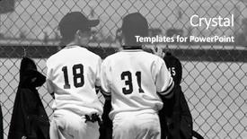  Presentation with wait - Amazing PPT layouts having two baseball team players wait backdrop and a gray colored foreground