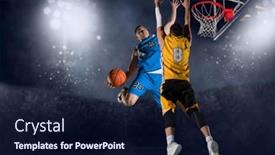  Presentation with basketball players - Presentation design with two-basketball-players-in-action background and a navy blue colored foreground