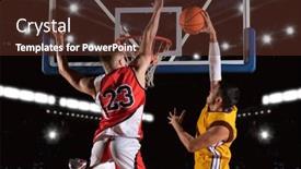  Presentation with blocked - Slide set with two-basketball-players-in-action background and a tawny brown colored foreground