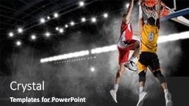  Presentation with basketball players - PPT layouts having two-basketball-players-in-action background and a dark gray colored foreground