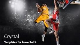  Presentation with basketball players - Audience pleasing slide deck consisting of two-basketball-players-in-action backdrop and a black colored foreground