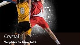  Presentation with basketball players - PPT theme featuring two-basketball-players-in-action background and a wine colored foreground