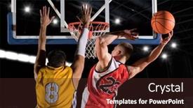  Presentation with basketball players - Cool new PPT layouts with two-basketball-players-in-action backdrop and a wine colored foreground