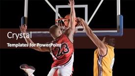  Presentation with blocked - PPT theme with two-basketball-players-in-action background and a tawny brown colored foreground
