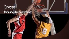  Presentation with basketball players - Colorful slides enhanced with two-basketball-players-in-action backdrop and a tawny brown colored foreground