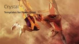  Presentation with blocked - Presentation theme having two-basketball-players-in-action background and a yellow colored foreground