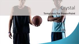  Presentation with basketball players - PPT layouts consisting of two-basketball-players-men-isolated background and a light gray colored foreground