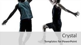  Presentation with basketball players - Cool new presentation design with two basketball players men isolated backdrop and a light gray colored foreground