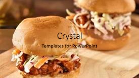  Presentation with bbq - PPT theme with two bbq pulled pork sandwich background and a gold colored foreground