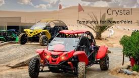  Presentation with adventure - Presentation theme with two-beach-buggies-parked background and a coral colored foreground