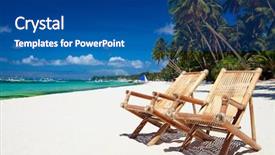  Presentation with boracay beach - Colorful presentation theme enhanced with two beach chairs on perfect backdrop and a ocean colored foreground