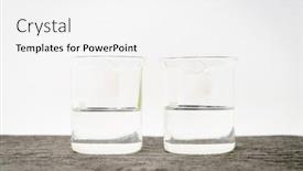  Presentation with beakers - Presentation theme having two-beakers-with-clear-liquids background and a white colored foreground