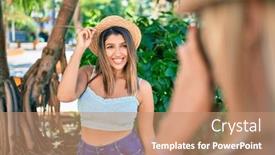  Presentation with german shepherd two young puppys - Amazing theme having two-beautiful-and-young-girl backdrop and a coral colored foreground
