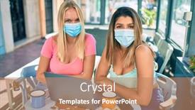  Presentation with cafeteria - PPT theme enhanced with two-beautiful-and-young-girl background and a coral colored foreground