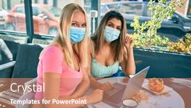  Presentation with cafeteria - Beautiful PPT layouts featuring two-beautiful-and-young-girl backdrop and a coral colored foreground