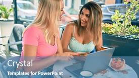  Presentation with cafeteria - Audience pleasing presentation design consisting of two-beautiful-and-young-girl backdrop and a teal colored foreground