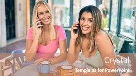  Presentation with cafeteria - PPT theme consisting of two-beautiful-and-young-girl background and a coral colored foreground