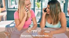  Presentation with cafeteria - Theme having two-beautiful-and-young-girl background and a coral colored foreground