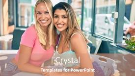  Presentation with cafeteria - Slide deck featuring two-beautiful-and-young-girl background and a coral colored foreground