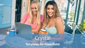  Presentation with cafeteria - Slide deck enhanced with two-beautiful-and-young-girl background and a teal colored foreground