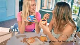  Presentation with cafeteria - Amazing presentation theme having two-beautiful-and-young-girl backdrop and a coral colored foreground