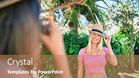  Presentation with summer camp pictures - Theme having two-beautiful-and-young-girl background and a coral colored foreground