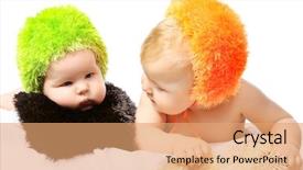  Presentation with babies - Colorful slide deck enhanced with two beautiful babies shot in a studio isolated on white backdrop and a coral colored foreground
