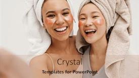  Presentation with women - PPT layouts consisting of two-beautiful-cheerful-women-wearing background and a coral colored foreground