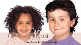  Presentation with children - Presentation theme having two-beautiful-children-isolated background and a coral colored foreground